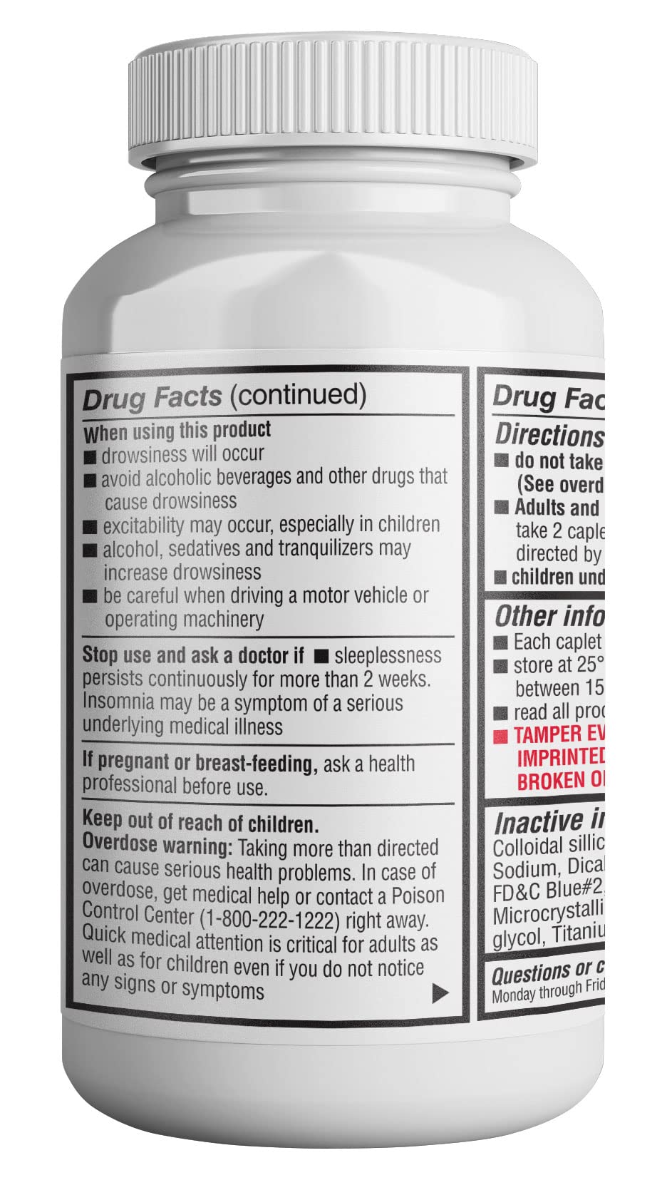HealthPharma Nighttime Sleep-Aid, Diphenhydramine HCL Caplets, 25 mg (Blue), 600 Count