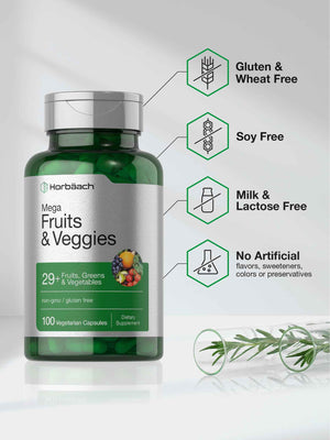 Horbäach Mega Fruits and Veggies Supplement | 100 Capsules | Vegetarian, Non-GMO and Gluten Free HorbäachBuy Supplements Australia