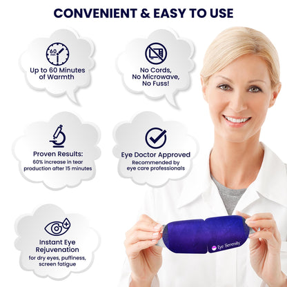 Eye Serenity Steam Eye Mask - Self-Heating Warm Compress for Dry Eye Relief - Unscented Disposable Eye Mask for Travel & Sleep (45 Pack)