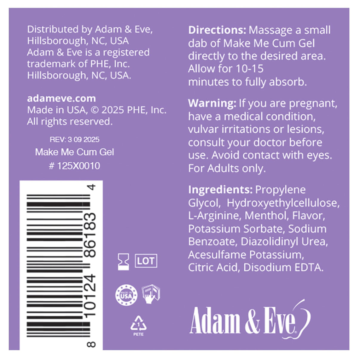 Adam & Eve Make Me Cum Water Based Clitoral Sensitizer Clear Gel - Personal Sexual Lubricant for Women - Increases Sensitivity for Stronger Orgasm - Lube for Sex and Masturbation - Clear 1 oz.