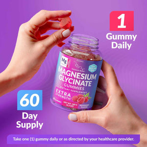 Magnesium Glycinate Gummies 400mg, Muscle Support and Relaxation, Magnesium Supplement for Women, Men and Kids, High Absorption, Sugar Free