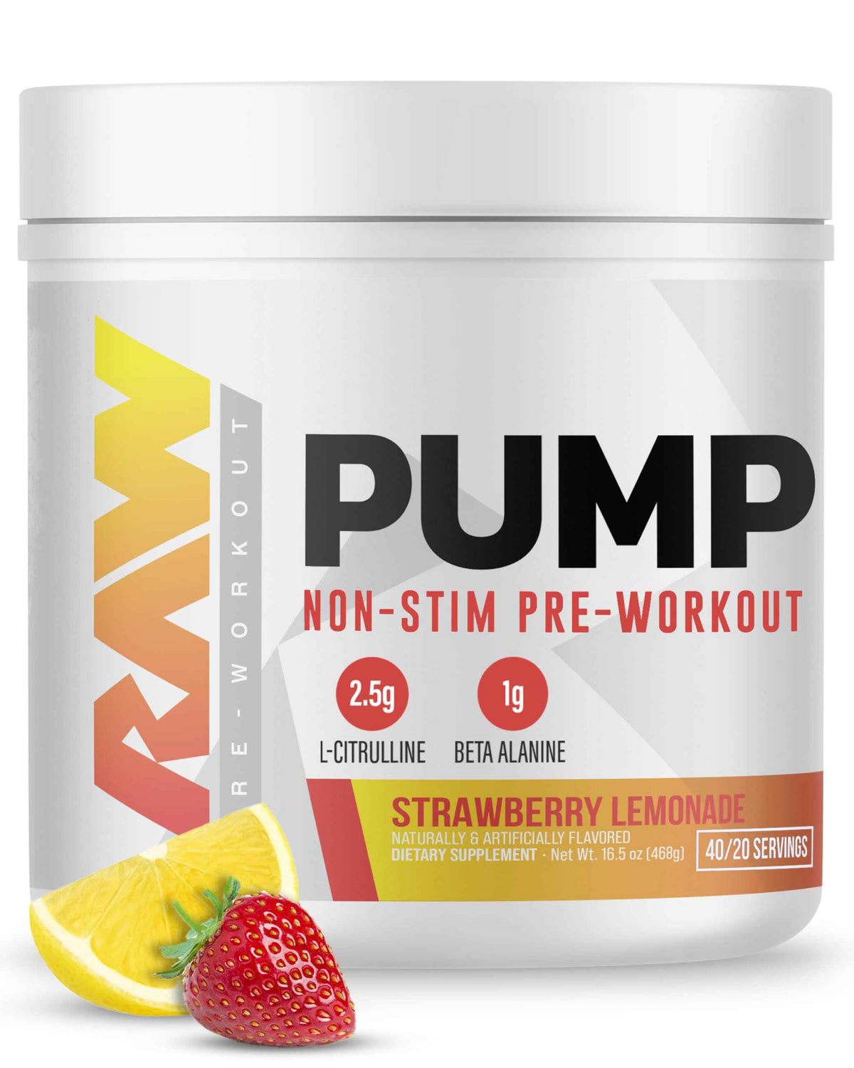 RAW Pump Stim Free Pre Workout (Watermelon) - Non-Stimulant Pre Workout Supplement Powder Nitric Oxide Booster - Pre Workout Supplements Drink for During Workout - 40 Servings