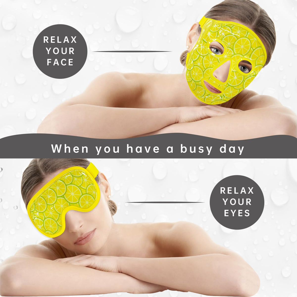 ZNÖCUETÖD Eye & Face Ice Mask (Lemon Yellow) – Cooling Gel Pack for Puffiness, Dark Circles, Migraine Relief & Sinus Pain | Soft Plush Backing