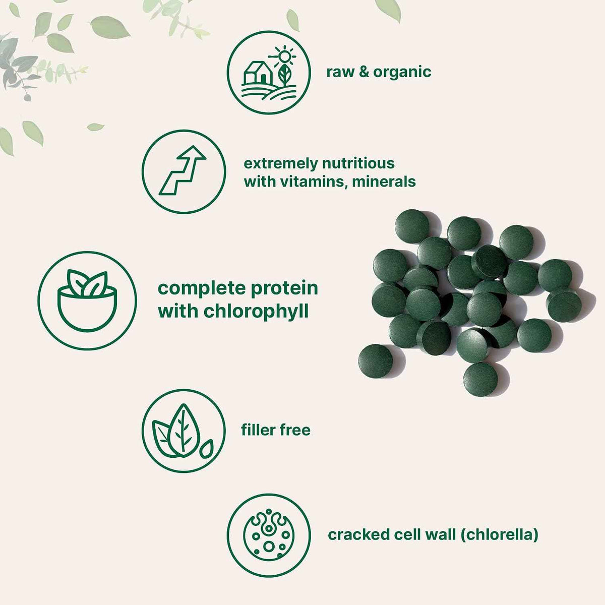 Micro Ingredients Organic Chlorella Spirulina 3000mg Tablets & Vitamin D3 5000iu + K2 100mcg Bundle 2 Pack - Cracked Cell Wall, Rich in Vegan Protein & Chlorophyll - Essential Sunshine Vitamins