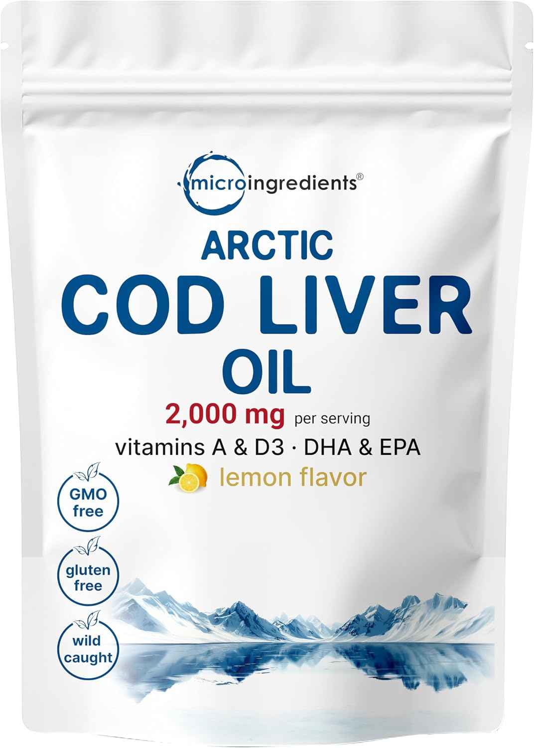 Cod Liver Oil 2,000mg Per Serving, 360 Softgels - Burpless Lemon Flavored - Rich in Omega 3, Vitamins A & D3, EPA, DHA - Wild Caught Arctic Deep Sea Fish - Heart, Brain, & Immune Supplement