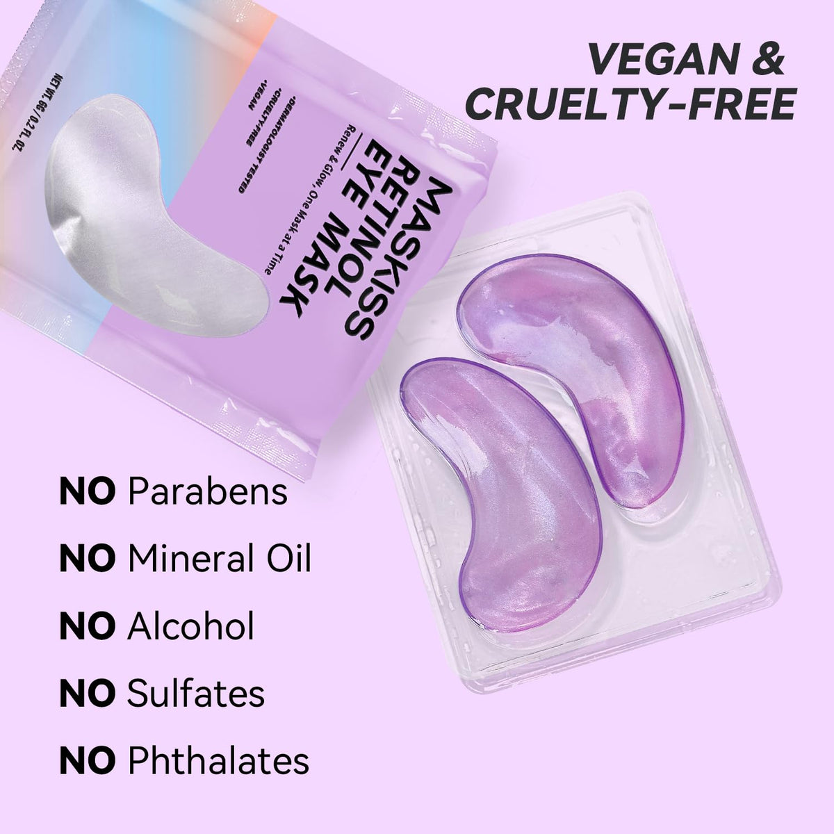 Maskiss Retinol Under Eye Patches (24 Pairs) - Firming Purple Eye Mask for Wrinkles, Dark Circles & Fine Lines