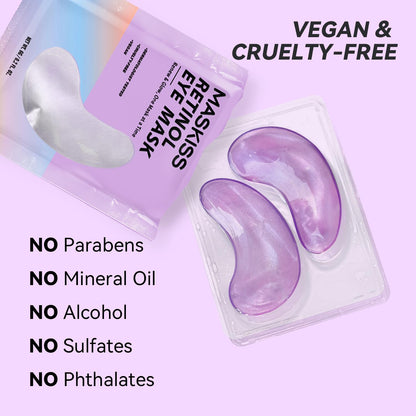 Maskiss Retinol Under Eye Patches (24 Pairs) - Firming Purple Eye Mask for Wrinkles, Dark Circles & Fine Lines