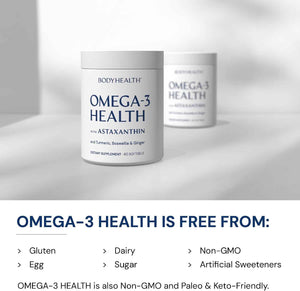 BodyHealth Omega 3 Health, Fish Oil Supplement for Women and Men, Heart and Brain Health, Fish Oil Pills, Fatty Acid Supplements, Omega 3 Vitamins - 60 Soft Gels
