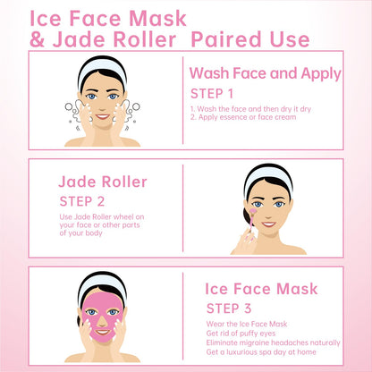ZNÖCUETÖD 3-in-1 Face Sculpting Set – Ice Roller, Jade Roller & Cooling Gel Eye Mask Gift Set | For Puffiness, Wrinkles & Lifting
