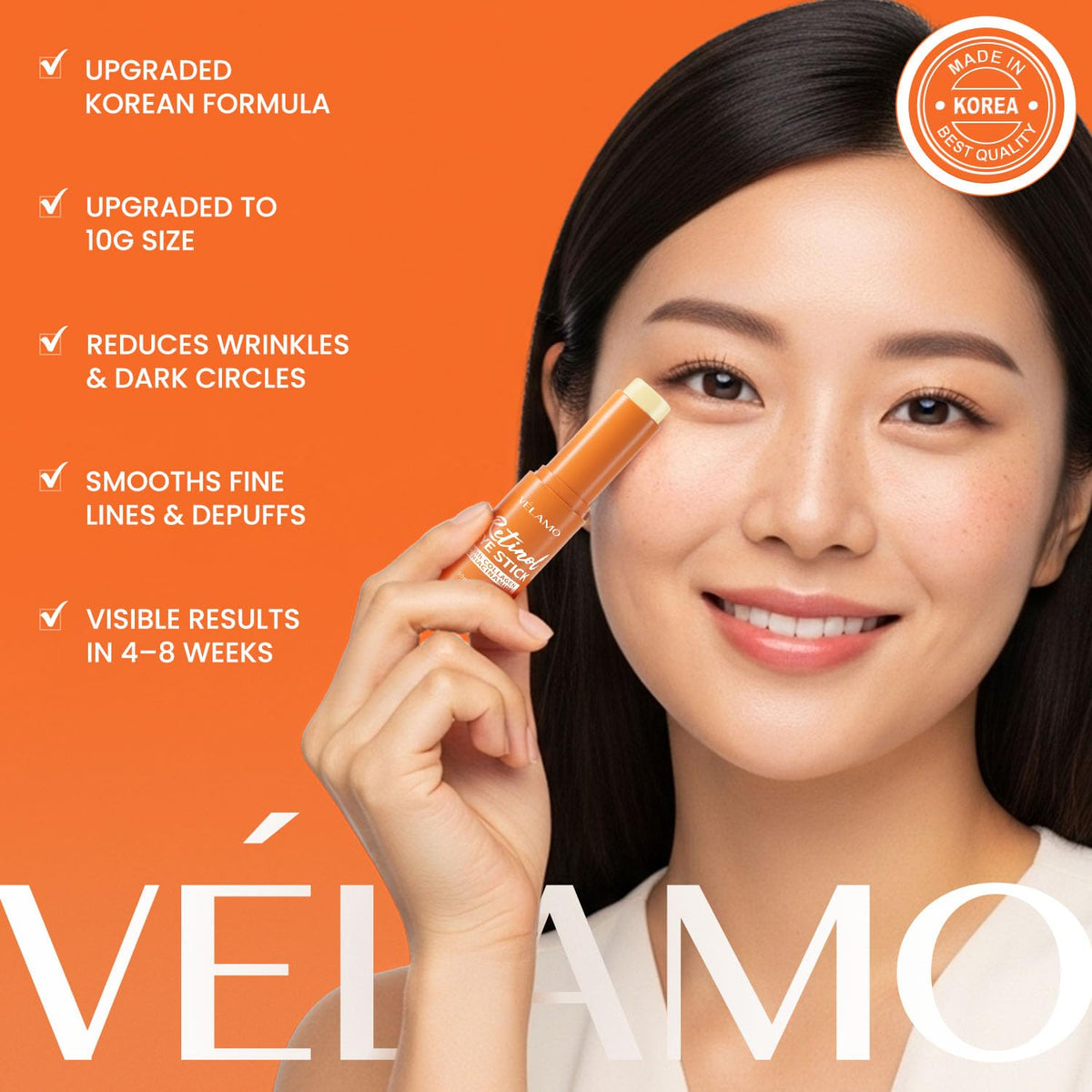 VELAMO ADVANCED Retinol Eye Stick (3 Pcs) - Upgraded Korean Formula with Collagen, Niacinamide & Peptides for Dark Circles & Wrinkles