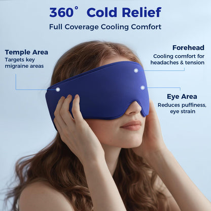 Cooling Gel Eye Mask for Sleep & Migraine Relief - FSA/HSA Eligible (Blue)
