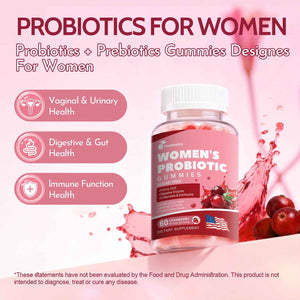 Femmetra 18-in-1 Probiotics for Women with Prebiotics - 200 Billion CFU with Digestive Enzyme, Cranberry, Kombucha - Sugar-Free Vaginal Gummies