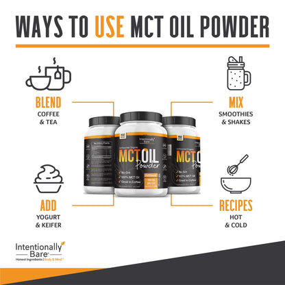 Intentionally Bare MCT Oil Powder - Unflavored – Zero net Carbs 48oz