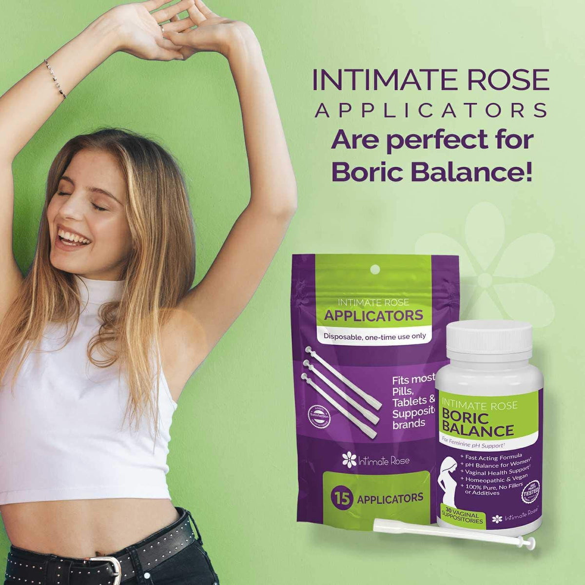Intimate Rose 45 Count Vaginal Suppository Applicator - Fits Most Boric Acid Suppositories & Vaginal