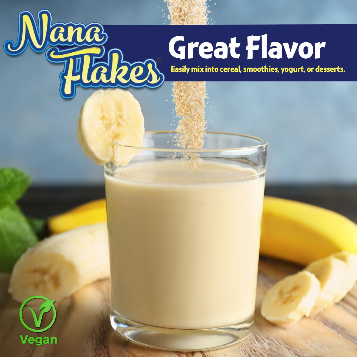 Nana Flakes 100% Pure Banana Flakes Food Powder - Natural - Great Source of Potassium & Fiber (Banana, One Pound Bag)