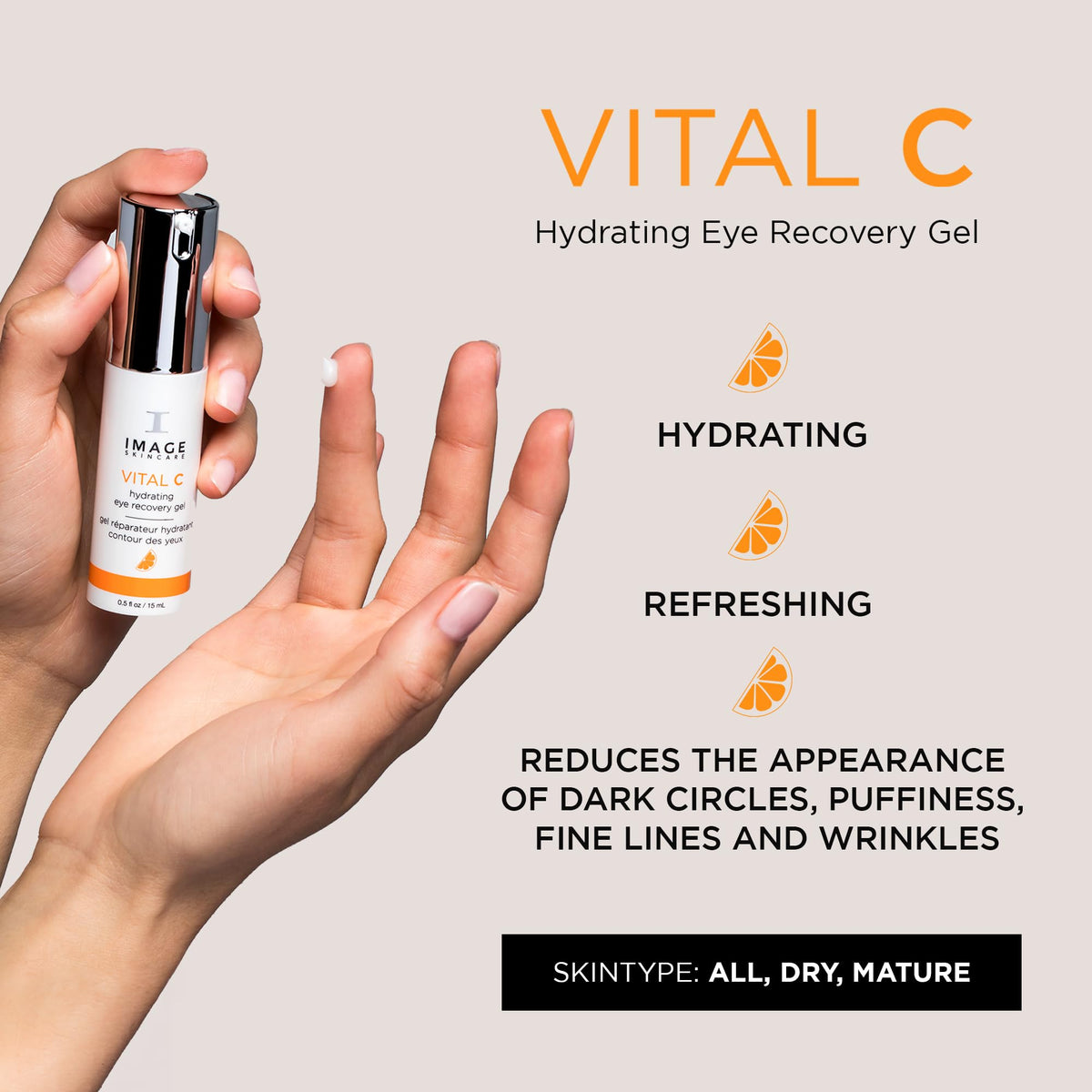 IMAGE Skincare VITAL C Hydrating Eye Recovery Gel (0.5 fl oz) - Anti-Aging Treatment with Vitamin C & Peptides