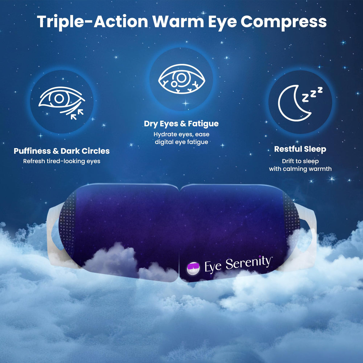 Eye Serenity Steam Eye Mask - Self-Heating Warm Compress for Dry Eye Relief - Unscented Disposable Eye Mask for Travel & Sleep (45 Pack)