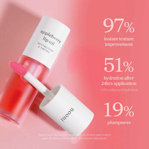 NOONI Korean Lip Oil - Appleberry - Long-Lasting, Moisturizing, Plumping, Revitalizing for Dry Lips, Waterproof, No Peel Off, Hydrating, Nourishing Crystal Clear, Stocking Stuffers, 0.12 FL Oz
