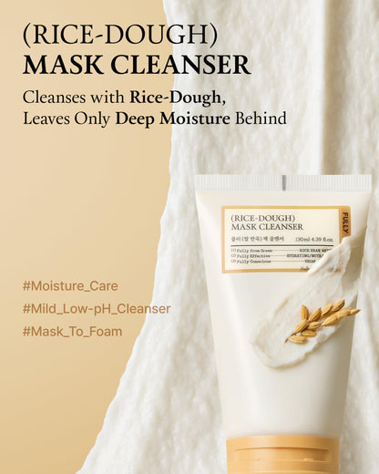 FULLY Rice-Dough Mask Cleanser, Hydrating Mask, Nourishing, Low-pH Formula, Clear Pores, Face Wash, Dry & Sensitive Skin, Vegan Korean Skincare 4.39 fl.oz
