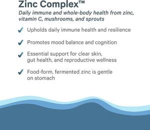 PURE SYNERGY Zinc Complex - Immune Support Supplement - Natural, Vegan Zinc Complex with Vitamin C and Organic Whole Foods - for Immune, Brain, and Skin Health (60 Capsules)