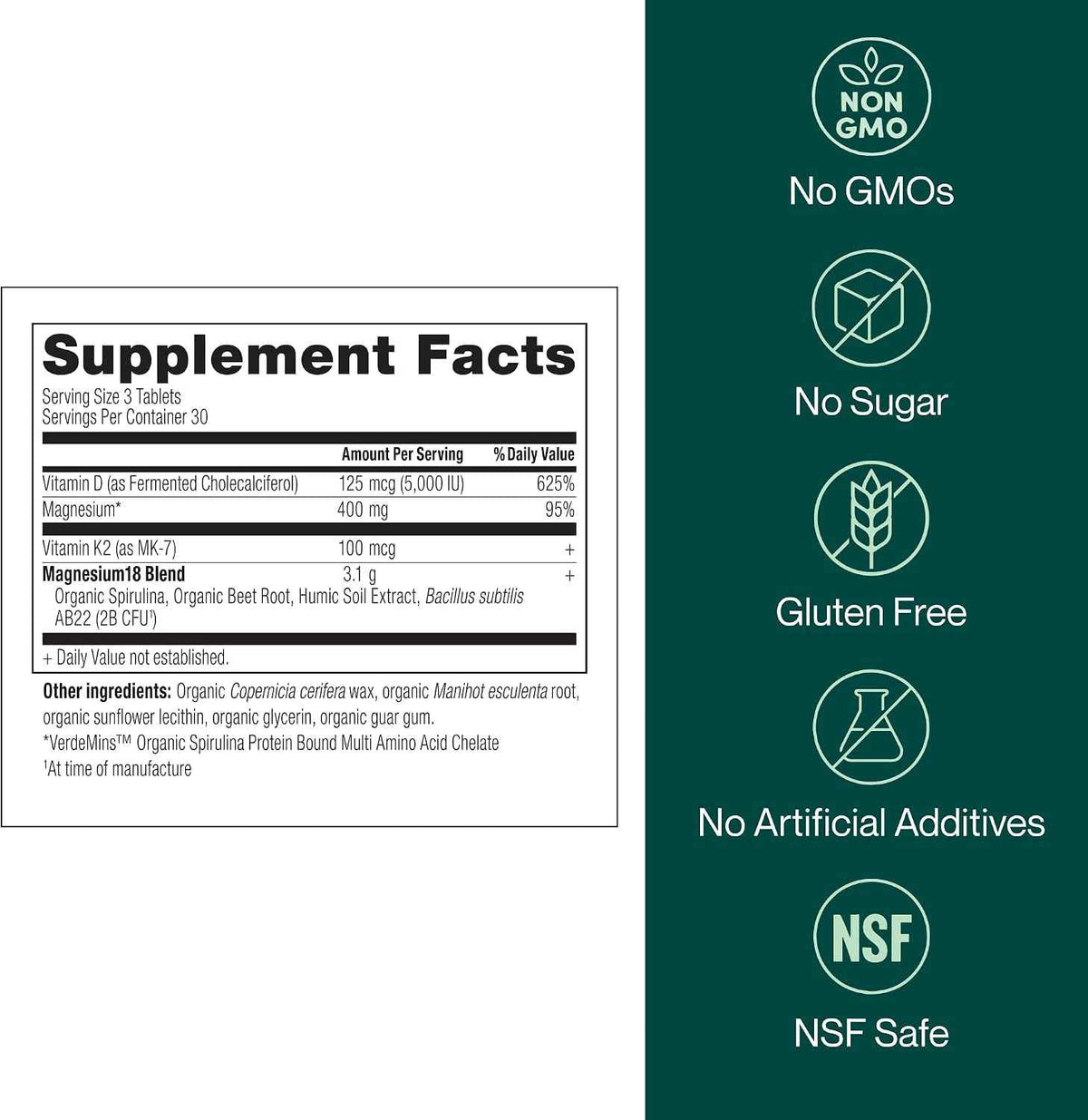 Mag18 Peptide-Bound Magnesium Complex with D3 & K2, Bone & Muscle Support, Mental Clarity, Sleep Aid