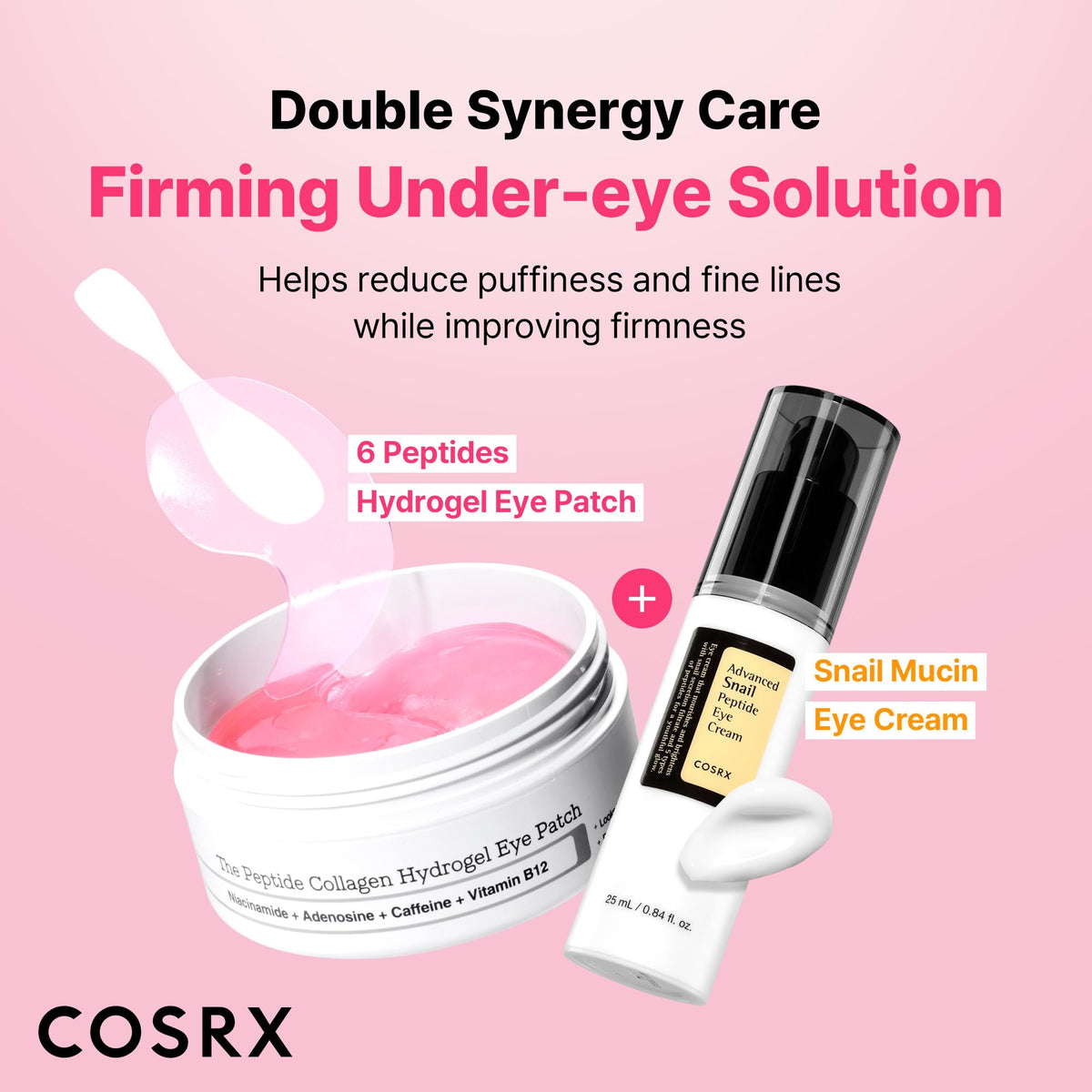 COSRX Pink Peptides Collagen Hydrogel Eye Patch - 60 Patches - Revitalizing Under Eye Mask for Dark Circles & Puffiness