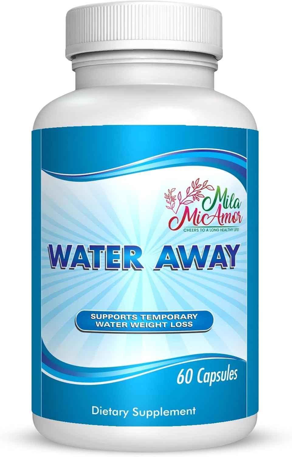 Water Away Natural Diuretic Capsules - Beat Bloating & Water Retention, Support Fluid Balance & Boost Energy with a Gentle Formula of Vitamins, Minerals, Herbs & Roots - 60 Capsules for a Slimmer You