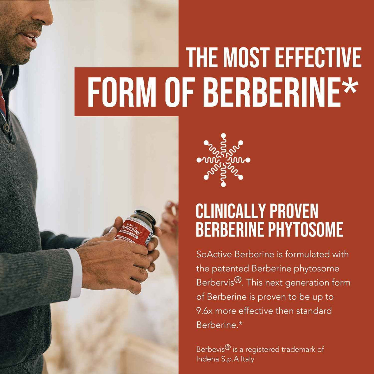 SoActive Berberine 550mg: 9.6X Higher Absorption, Clinically Studied, Optimized Phytosome - Supports Metabolism & AMPK Activation - Non-GMO, Soy-Free - Clinically Validated Dose - 60 Servings