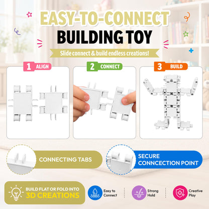 Play Build 100 Piece White Snap Connecting Building Toy Set for Kids