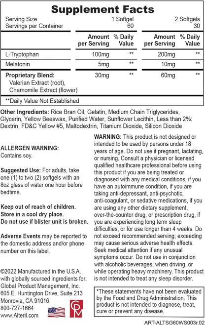 Alteril Natural Sleep Aid Soft Gel 60ct
