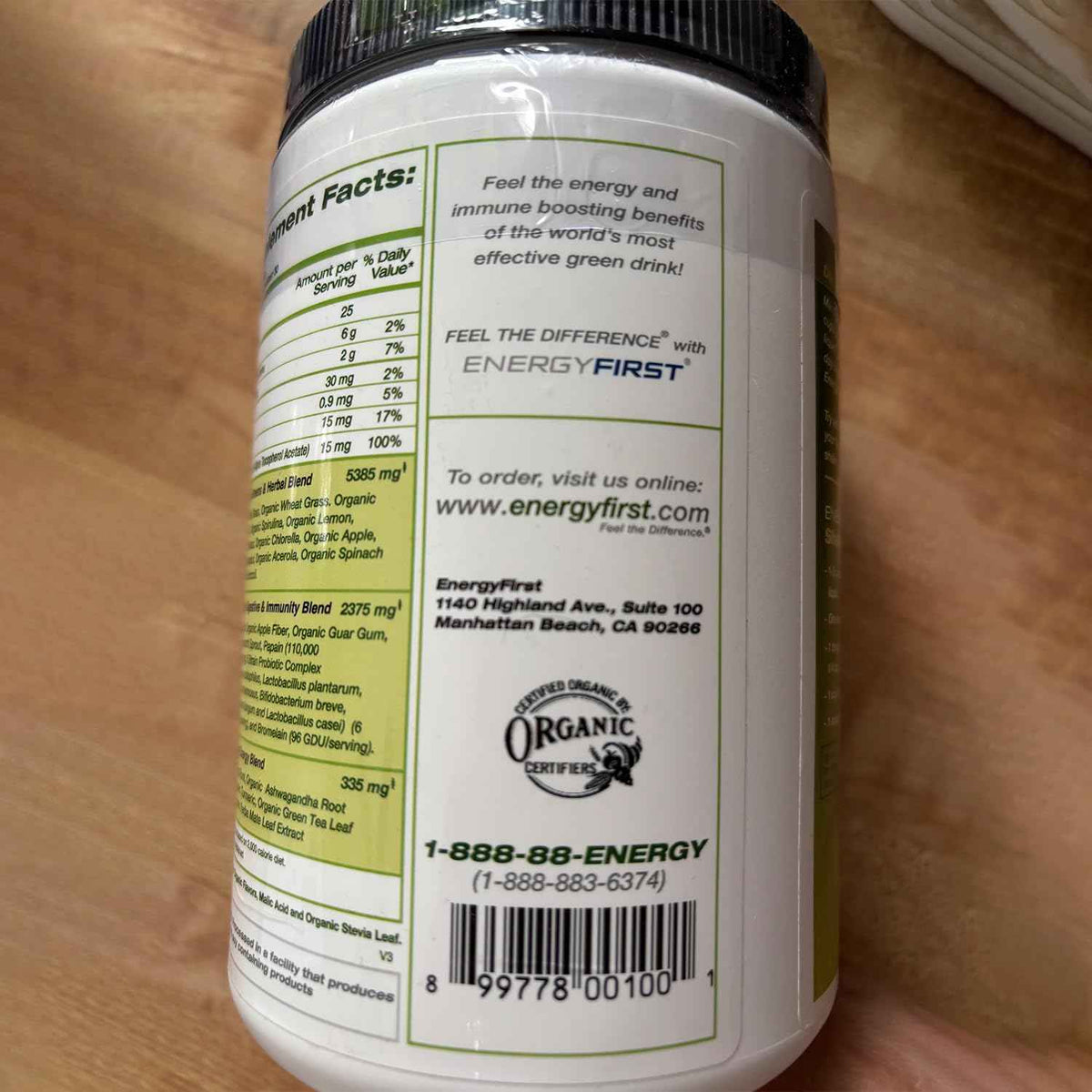 EnergyFirst Energize and Detoxify Greenergy Organic Superfood Powder - Vegan, Gluten-Free, Sugar-Free, Non-GMO - 30 Servings for Daily Energy & Immunity Boost!