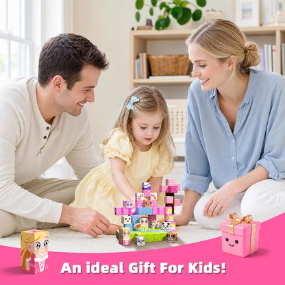 100PCS Magnetic Blocks, Magnetic Building Cube Set for Kids Ages 3+, Constructions STEM Stacking Tiles Toy Building Birthday Gifts for Girls