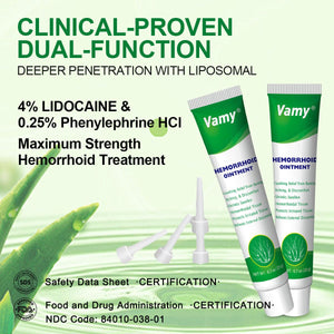 vamy Hemorrhoid Ointment (2 x 20g Tubes), 40g - Maximum Strength Formula for Hemorrhoidal Fast Relief, Soothes Itching, Burning & Discomfort vamyBuy Supplements Australia