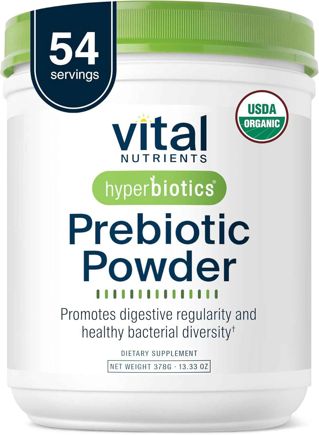 Hyperbiotics Vital Nutrients Organic Prebiotic Fiber Powder - Supports Gut Health and Digestive Regularity - Soluble Fiber Supplement for Women and Men - Vegan Organic Fiber Powder - 54 Servings