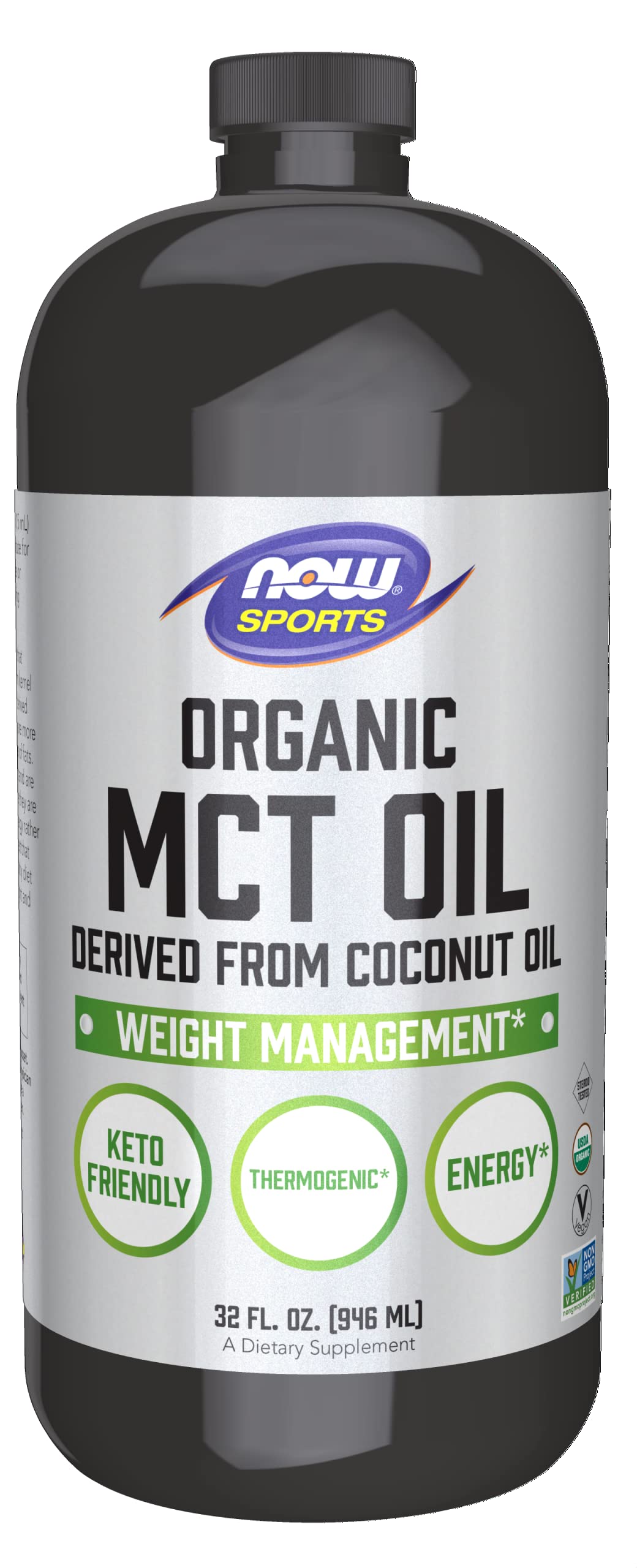 NOW Sports Nutrition, Organic MCT (Medium-chain triglycerides) Oil (in Plastic), 32-Ounce