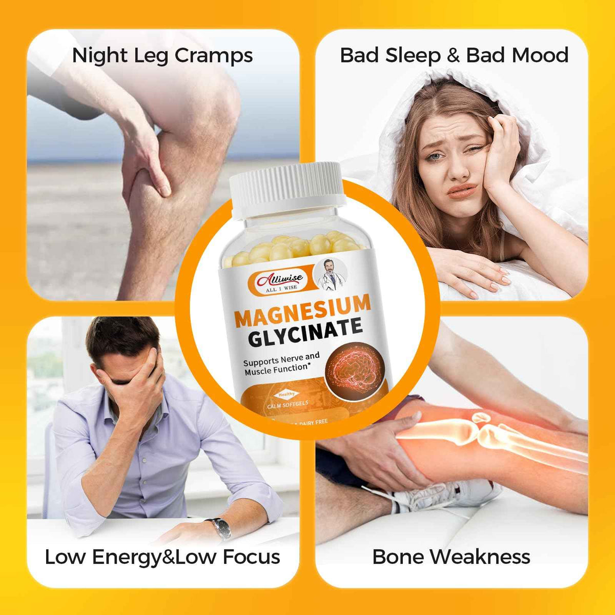 Magnesium Glycinate 400mg Softgels with Vitamin D3 & B6,Small Easy to Swallow Gel Caps,High Absorption, Gentle on Stomach,Supports Sleep, Muscle & Calm,Bone Health,120 Softgels