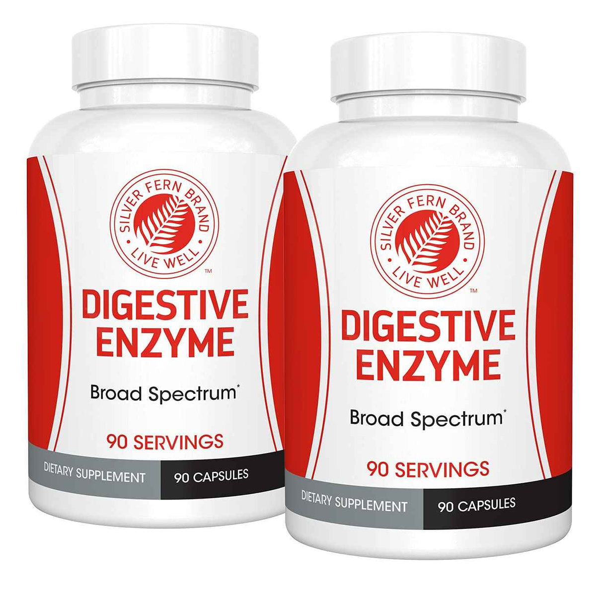 Silver Fern Brand Ultimate High Potency Digestive Enzyme Supplement - 2 Bottles - 100% Intestinal Coverage - Digestive Comfort