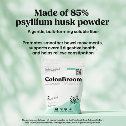 ColonBroom Psyllium Husk Powder (Strawberry, 150 Servings) - Colon Cleanse for Bloating Relief & Gut Health - Colon Broom Fiber Powder Drink - Vegan, Gluten Free, Non-GMO Fiber Powder Supplement