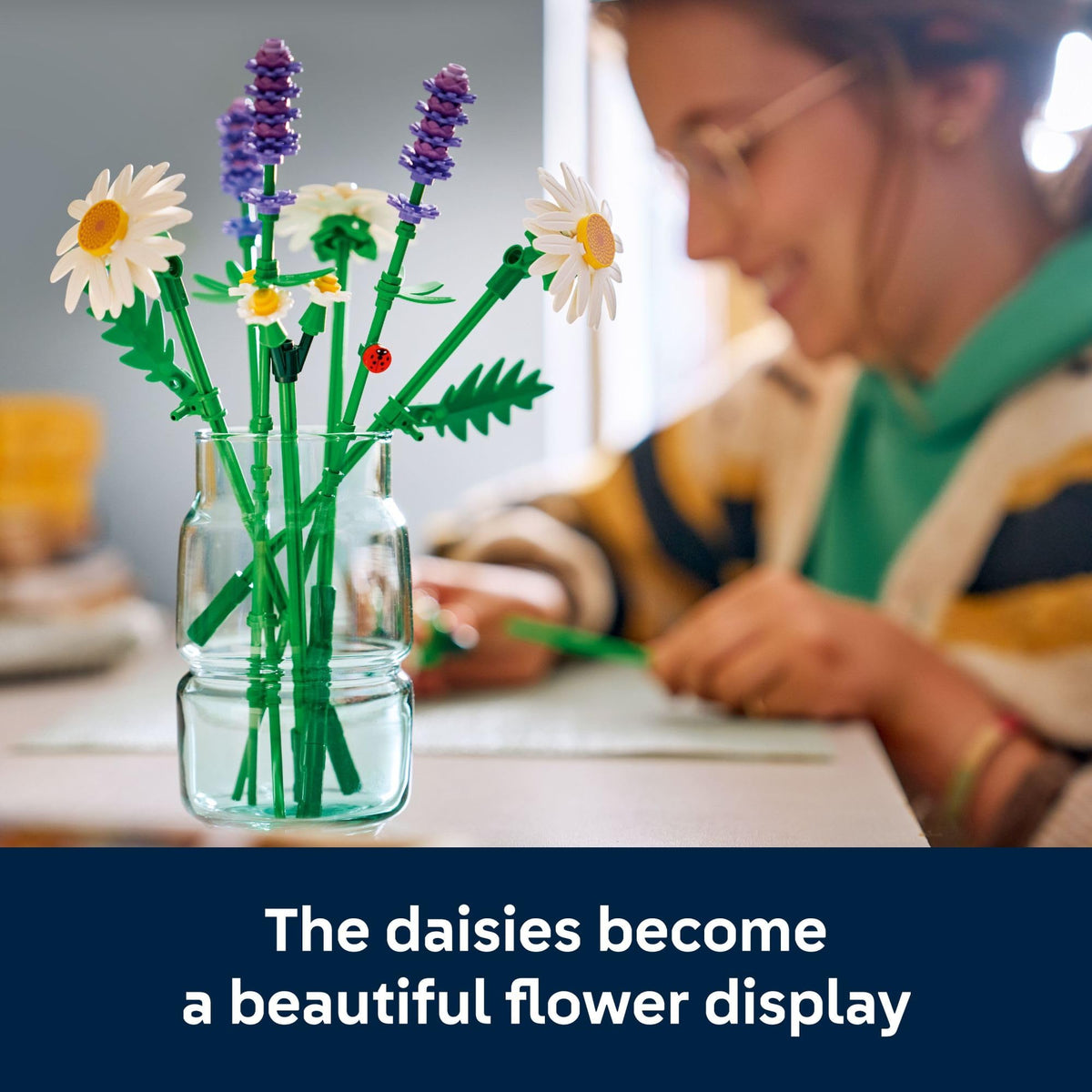 LEGO Botanicals Daisies Building Toy - Artificial Flowers Crafting Kit for Girls & Boys, Ages 9+ - Kids Room Decor for Book Shelf or Desk - Gift Idea for Birthdays - 11508