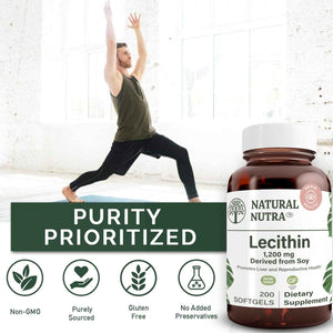 Natural Nutra Soy Lecithin 1200mg Supplement, 100 Soy Lecithin Softgels - Brain & Liver Support, Memory Support, Soy Lecithin Breastfeeding Formula