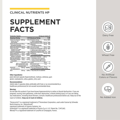 Integrative Therapeutics Clinical Nutrients HP - Daily Multivitamin with Antioxidant Support* - No Added Iron - Easy to Swallow - 60 Count (Pack of 1)