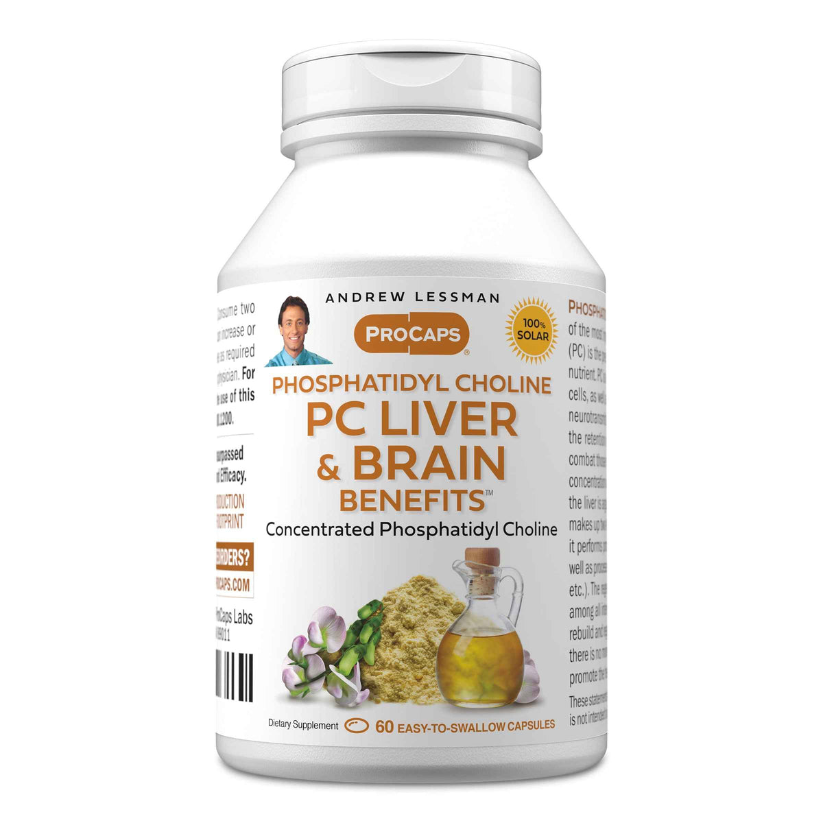 Andrew Lessman ProCaps PC Liver & Brain Benefits 360 Softgels - Phosphatidyl Choline with Ahiflower Oil supports acetylcholine production, memory, focus & healthy liver function.