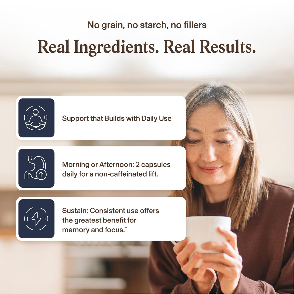 Real Mushrooms Lions Mane Mushroom Cognition (120 Capsules) Lions Mane Mushroom Powder Extract Capsules - Brain Supplement, Brain Vitamins, Focus Supplement