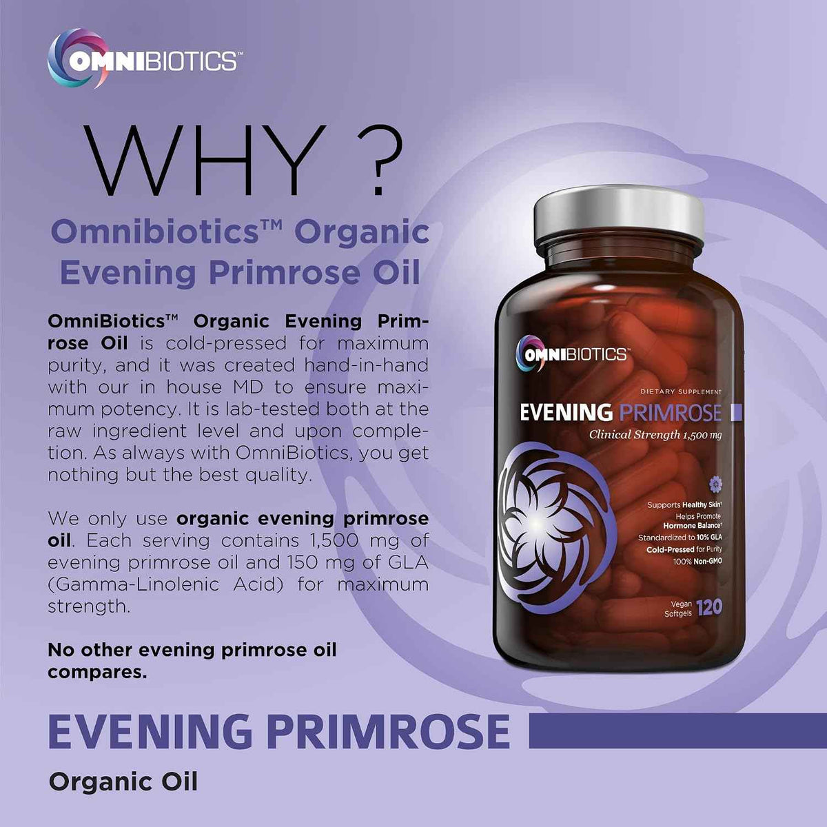 OmniBiotics The Female Health Care Package Organic Evening Primrose Oil + Myo-Inositol with D-Chiro-Inositol for Skin, Hair, & Hormone Support