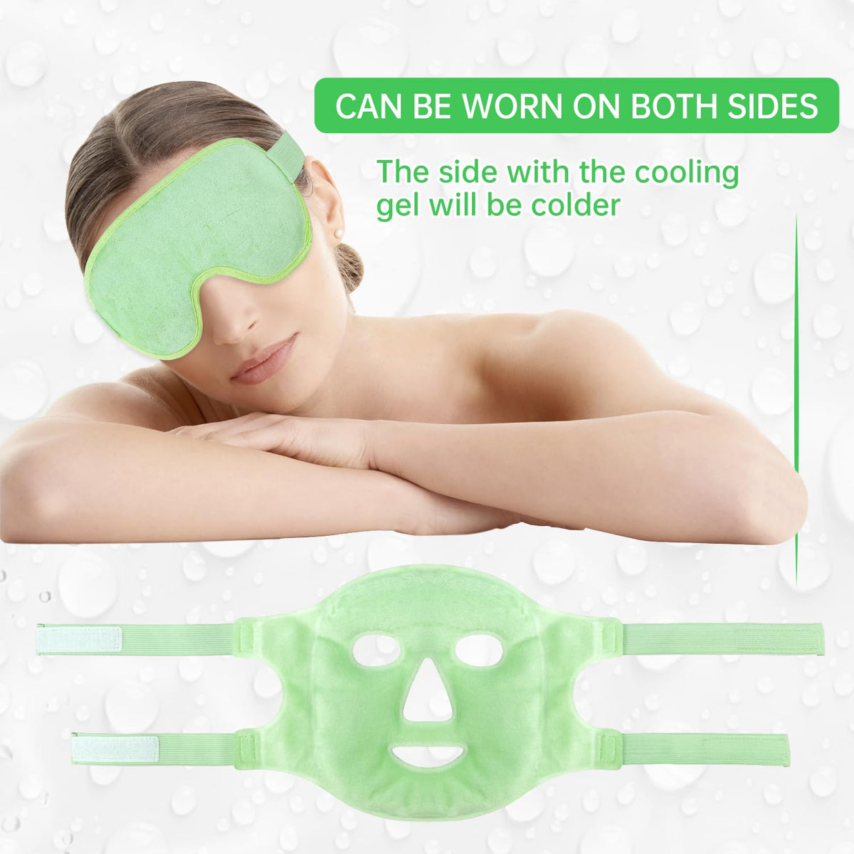 ZNÖCUETÖD Eye & Face Ice Mask (Cucumber Green) – Refreshing Gel Pack for Puffy Eyes, Dark Circles, Migraines & Sinus Relief | Soft Plush Backing