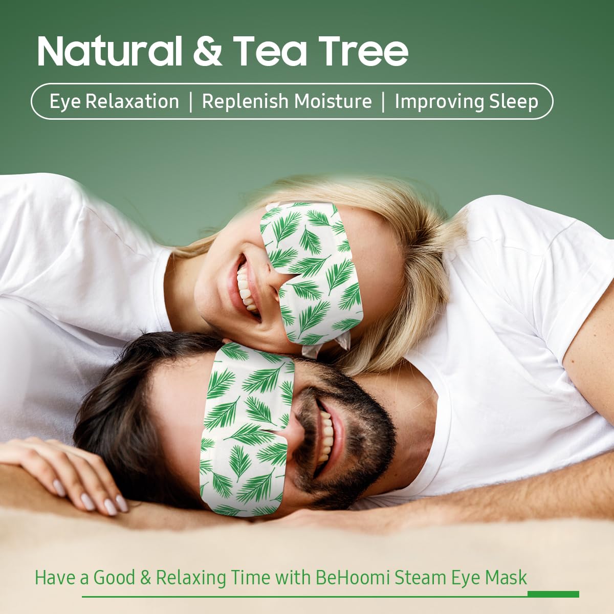 BeHoomi Self Heating Steam Eye Mask – Tea Tree Heated Eye Mask Warm Compress for Sleep, Spa & Relaxation (20 Pack)