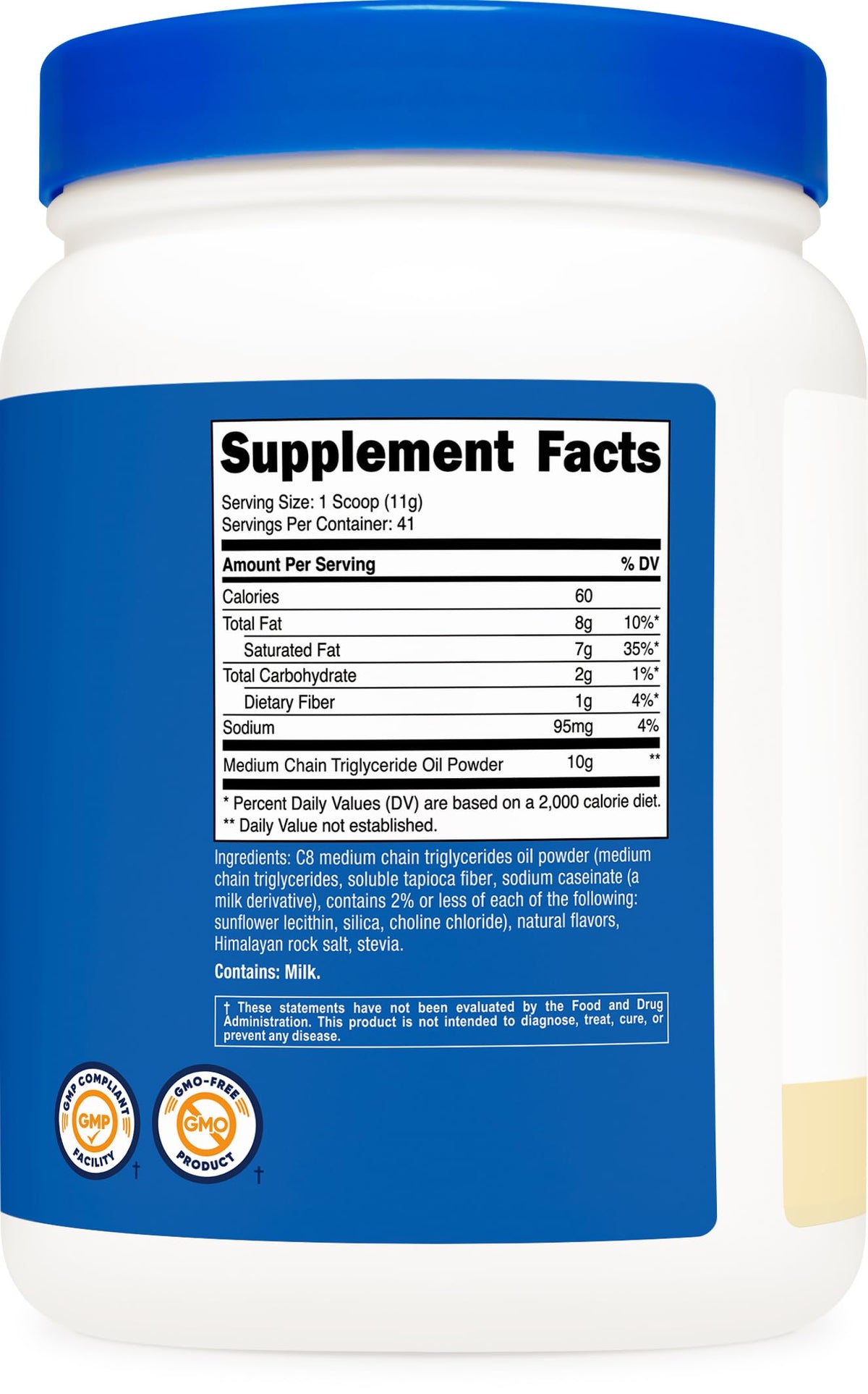 Nutricost C8 MCT Oil Powder 1LB (16oz) Vanilla Flavor, Gluten-Free