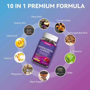 Ashwagandha Gummies 3000mg for Calm & Stress Relief, 60 Count, Vegan - Ashwagandha High Strength Root Extract Supplement with L-Theanine, Trumeric, D3 for Women & Men - Natural Mixed Berry Flavor