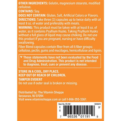 The Vitamin Shoppe Fiber Blend, Natural Source Insoluble and (300 Capsules)
