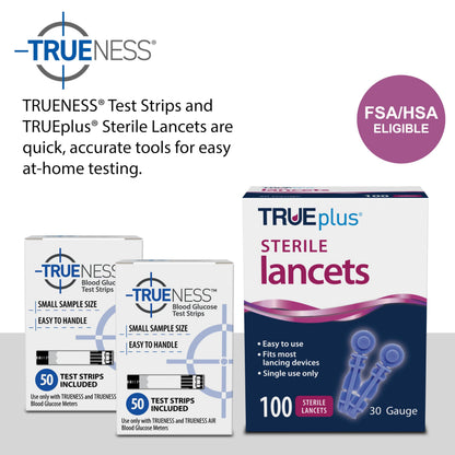 TRUENESS Blood Glucose Test Strips, 50 Count - Blood Glucose Test Strips Compatible with TRUENESS Family of Self Monitoring Blood Glucose Meters, Fast 5 Second Results